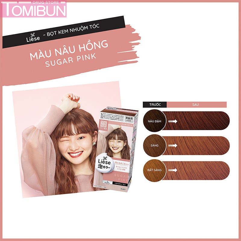 BỌT KEM NHUỘM TÓC LIESE MÀU NÂU HỒNG SUGAR PINK 108ML